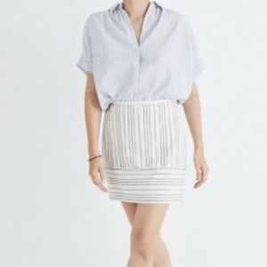 Striped blue/white linen miniskirt